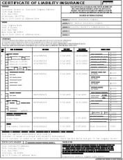 Certificate of Liability Insurance Form